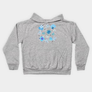 Blue Flower Pattern Kids Hoodie